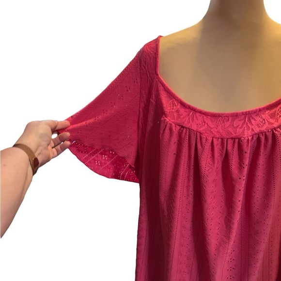 SHEIN Curve Plus Women’s Pink Square Neck Top Flowers on Neckline Size 24-26 NWT - Picture 2 of 10